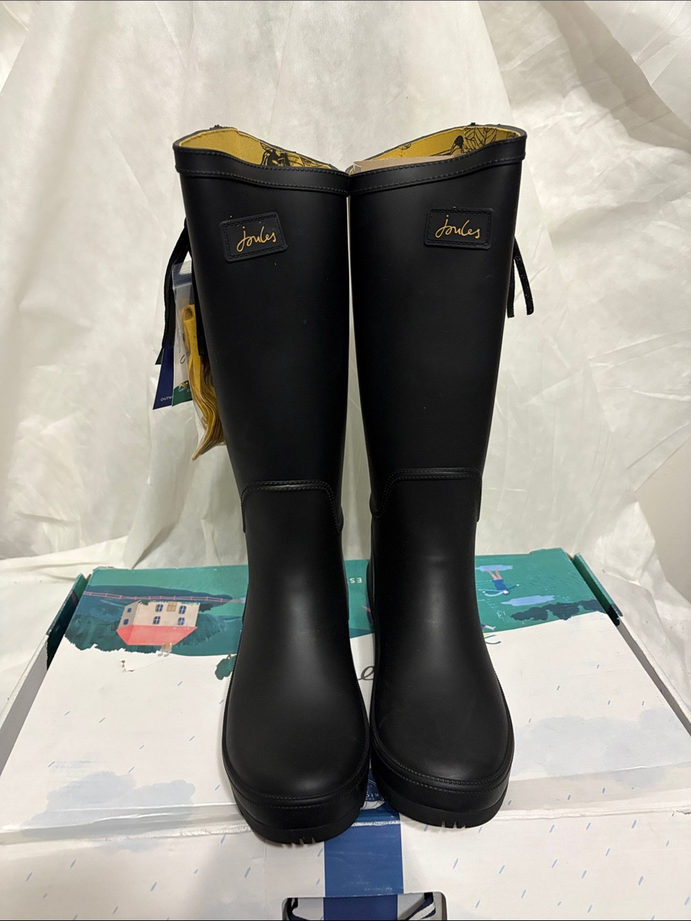 Joules Black Tall Rain Boots size US 11 NWT